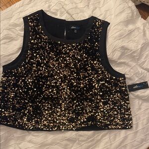 Alice Blue Black and Gold Sequin Crop Top